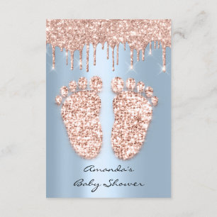 Glitter-schijven Roos blauw Baby shower Kaart