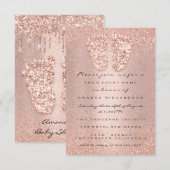 Glitter-schijven Roos Glitter Baby shower Feet Kaart (Voorkant / Achterkant)