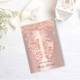 Glitter-schijven Roos Gold Baby shower Feet Kaart