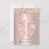 Glitter-schijven Roos Gold Baby shower Feet Kaart (Achterkant)