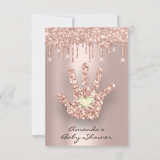 Glitter-schijven Roos Gold Baby shower Hand Kaart (Achterkant)