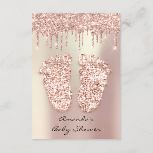 Glitter-schijven Roos Gold GreyBaby Shower Feet Kaart