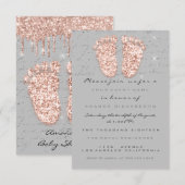 Glitter-schijven Roos Grijs Baby shower Feet Kaart (Voorkant / Achterkant)