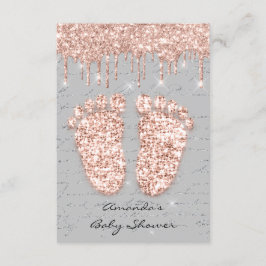 Glitter-schijven Roos Grijs Baby shower Feet Kaart