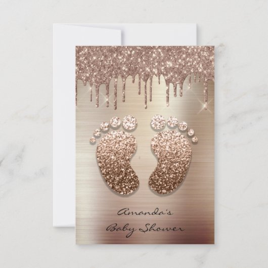 Glitter-schijven Roos Skinny Baby shower Foot Kaart (Achterkant)