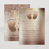 Glitter-schijven Roos Skinny Baby shower Foot Kaart (Voorkant / Achterkant)