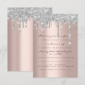 Glitter-schijven Silver Lux Bridal Sweet 16th Kaart (Voorkant / Achterkant)