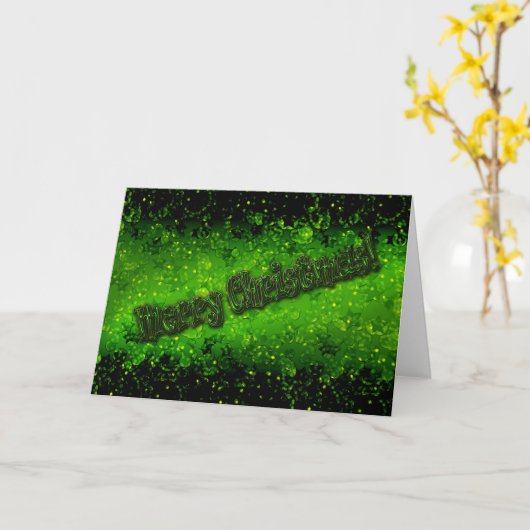 Glitter schitteren glans groene confetti lovertjes kaart (Gele Bloem)