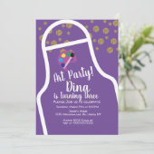 Glitter Schort Art Birthday Party penseel Kaart (Staand voorkant)