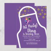 Glitter Schort Art Birthday Party penseel Kaart (Voorkant / Achterkant)