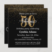 Glitter & Script 50 en verbluffend op zwart, zater Kaart (Voorkant / Achterkant)