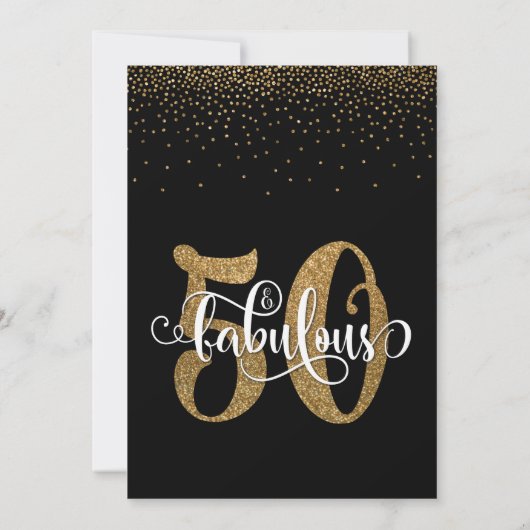 Glitter & Script 50 en verbluffend op zwart, zater Kaart (Achterkant)