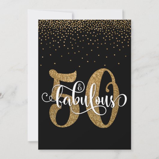 Glitter & Script 50 en verbluffend op zwart, zater Kaart (Achterkant)