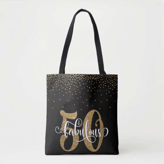 Glitter & Script 50 en verbluffend op zwart, zater Tote Bag (Voorkant)