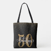 Glitter & Script 50 en verbluffend op zwart, zater Tote Bag (Achterkant)
