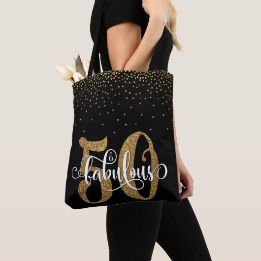 Glitter & Script 50 en verbluffend op zwart, zater Tote Bag (Dichtbij)
