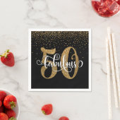 Glitter & Script 50 & Fabulous, Black Birthday Servet (Insitu)
