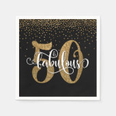 Glitter & Script 50 & Fabulous, Black Birthday Servet (Voorkant)