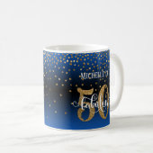 Glitter & Script 50 & Fabulous, Blau Zwarte Ombre Koffiemok (Voorkant rechts)