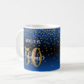 Glitter & Script 50 & Fabulous, Blau Zwarte Ombre Koffiemok (Voorkant links)