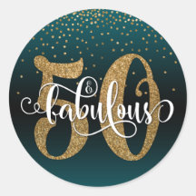 Glitter & Script 50 & Fabulous, Blauwgroen Verjaar