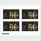 Glitter & Script 50 & Fabulous Gelukkige Verjaarda Rechthoekige Sticker (Vel)