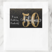 Glitter & Script 50 & Fabulous Gelukkige Verjaarda Rechthoekige Sticker (Tas)