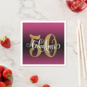 Glitter & Script 50 & Fabulous, Heet Roze Verjaard Servet (Insitu)