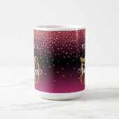 Glitter & Script 50 & Fabulous, Hot Roze Ombre Koffiemok (Center)