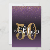Glitter & Script 50 & Fabulous op Paarse Ombre Kaart (Achterkant)
