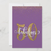 Glitter & Script 50 & Fabulous op Paarse verjaarda Kaart (Achterkant)