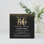 Glitter & Script 50 & Fabulous op Zwart, Verjaarda Kaart (Staand voorkant)