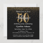 Glitter & Script 50 & Fabulous op Zwart, Verjaarda Kaart (Voorkant)