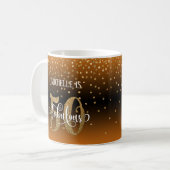 Glitter & Script 50 & Fabulous, Oranje Zwarte Ombr Koffiemok (Voorkant links)