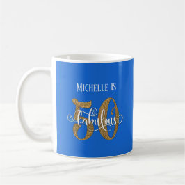 Glitter & Script 50 & Fabulous Over Helderblauw Koffiemok