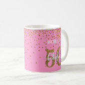 Glitter & Script 50 & Fabulous Over Roze Koffiemok (Voorkant rechts)