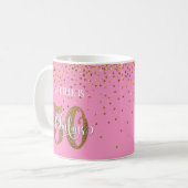 Glitter & Script 50 & Fabulous Over Roze Koffiemok (Voorkant links)