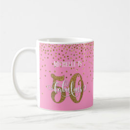 Glitter & Script 50 & Fabulous Over Roze Koffiemok