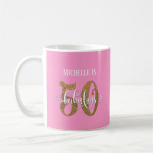 Glitter & Script 50 & Fabulous Over Roze Koffiemok