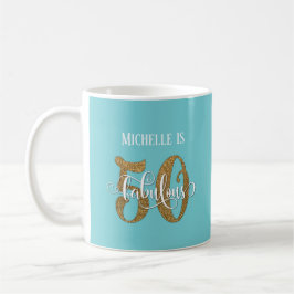 Glitter & Script 50 & Fabulous Over Turquoise Koffiemok