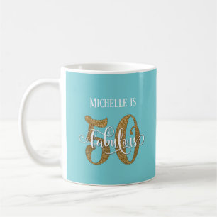 Glitter & Script 50 & Fabulous Over Turquoise Koffiemok