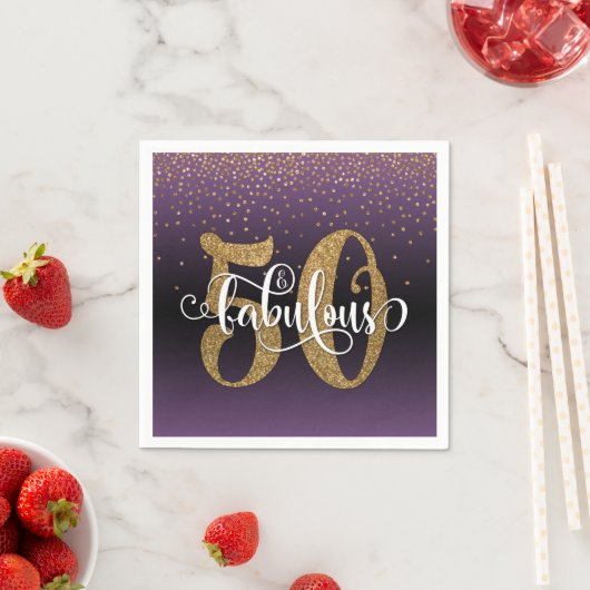 Glitter & Script 50 & Fabulous, Paarse zwarte ombr Servet (Insitu)