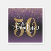 Glitter & Script 50 & Fabulous, Paarse zwarte ombr Servet (Voorkant)