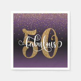 Glitter & Script 50 & Fabulous, Paarse zwarte ombr Servet