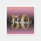 Glitter & Script 50 & Fabulous, Roze Verjaardag Servet (Voorkant)