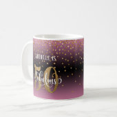 Glitter & Script 50 & Fabulous, Roze Zwarte Ombre Koffiemok (Voorkant links)