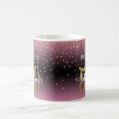 Glitter & Script 50 & Fabulous, Roze Zwarte Ombre Koffiemok (Center)