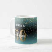 Glitter Script 50 & Fabulous Turquoise Zwarte Ombr Koffiemok (Voorkant links)