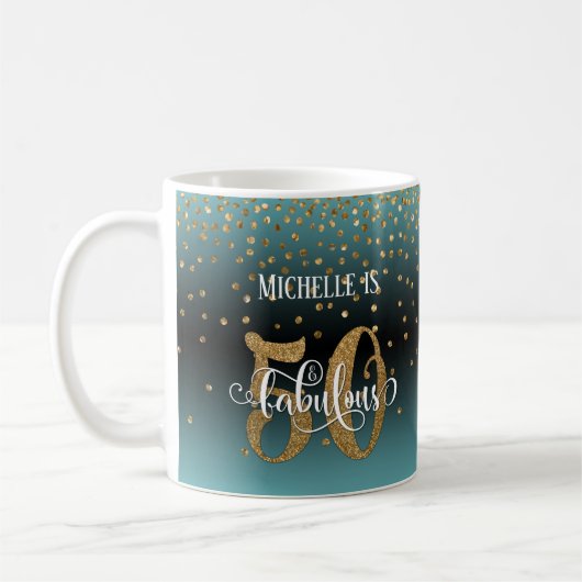 Glitter Script 50 & Fabulous Turquoise Zwarte Ombr Koffiemok (Links)