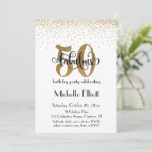 Glitter & Script 50 & verbluffend op Wit, Dag van  Kaart (Staand voorkant)